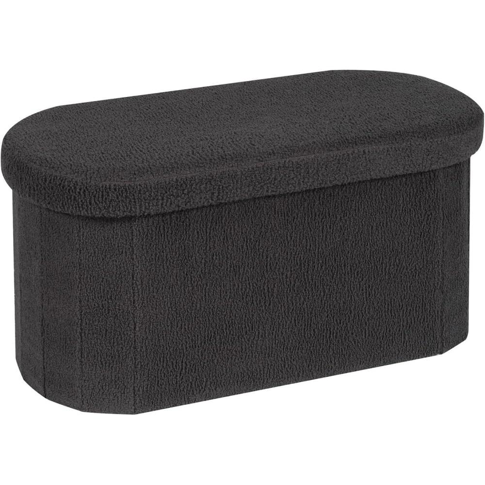 imageB FSOBEIIALEO Ottoman with Storage for Living Room Sherpa Folding Storage Ottoman Foot Rest 433 Inches Collapsible Bedroom Bench BlackDark Grey