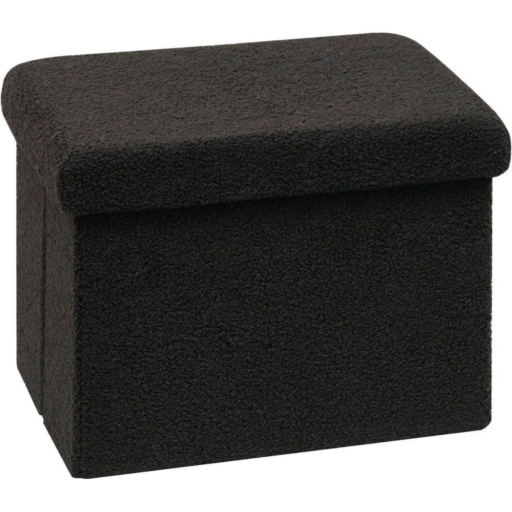 imageB FSOBEIIALEO Small Storage Ottoman Cube Sherpa Ottomans Foot Rest Foldable Boucle Ottoman Faux Teddy Fur Cream White 126quotx126quotx126quotBlack1