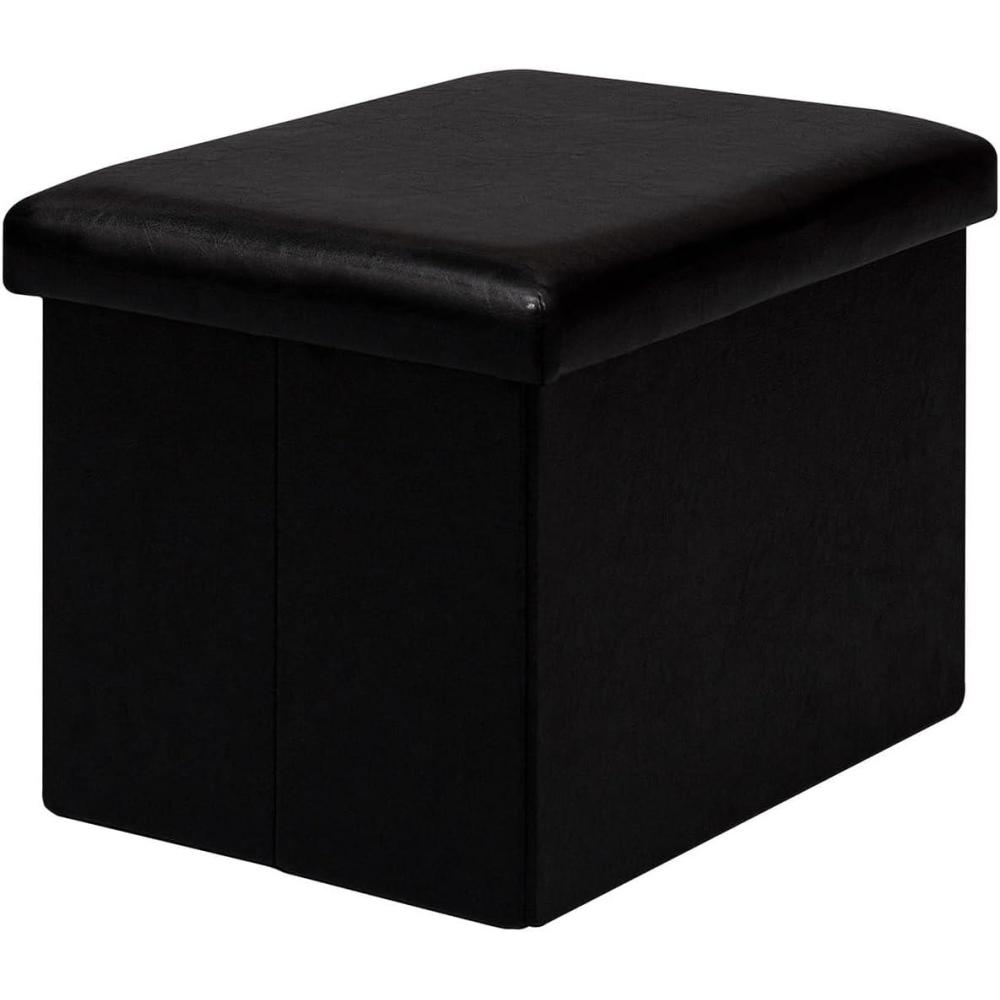 imageB FSOBEIIALEO Storage Ottoman Cube Linen Small Foot Seat for Living Room Bedroom Home Office Dorm Storage Footrest Brown 118quotx118quotx118quotBlack 165x126x126