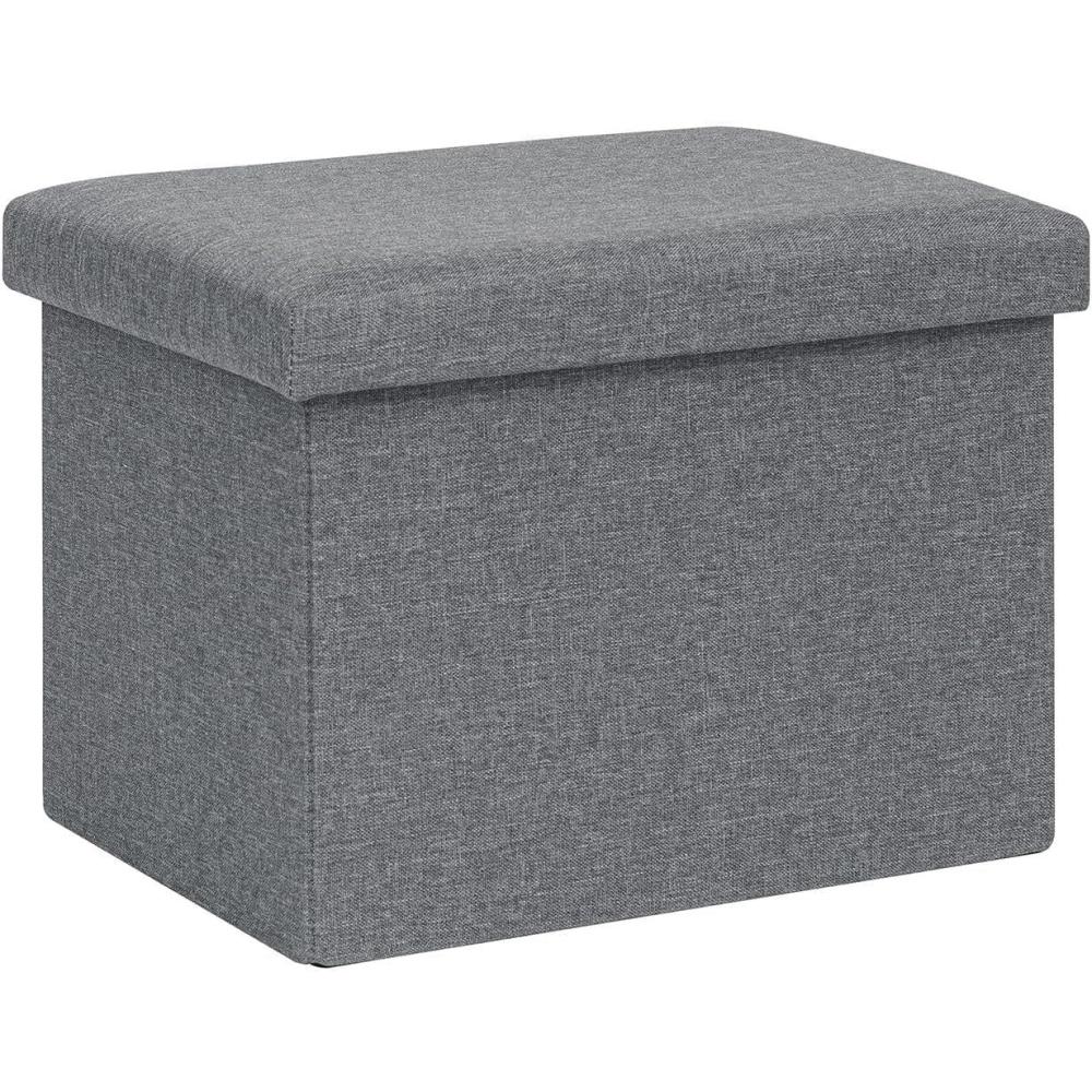imageB FSOBEIIALEO Storage Ottoman Cube Linen Small Foot Seat for Living Room Bedroom Home Office Dorm Storage Footrest Brown 118quotx118quotx118quotGrey 165x126x126