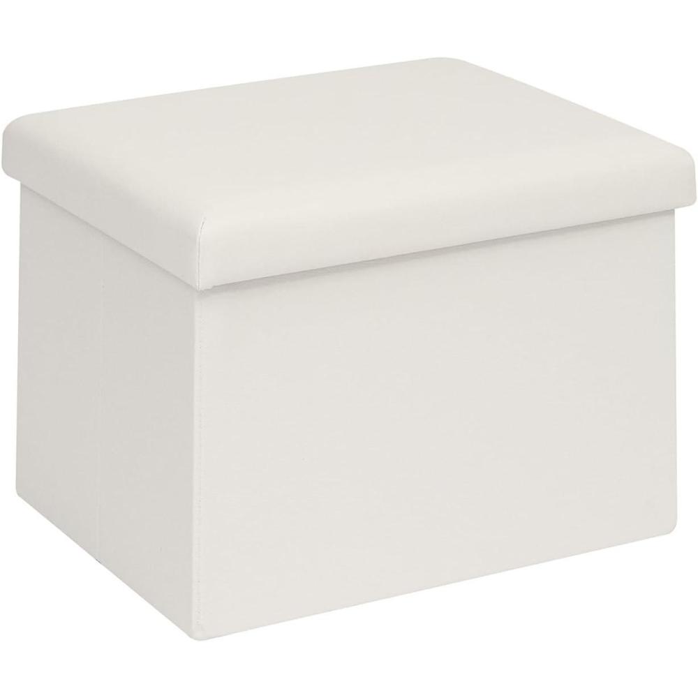 imageB FSOBEIIALEO Storage Ottoman Cube Linen Small Foot Seat for Living Room Bedroom Home Office Dorm Storage Footrest Brown 118quotx118quotx118quotWhite 165x126x126