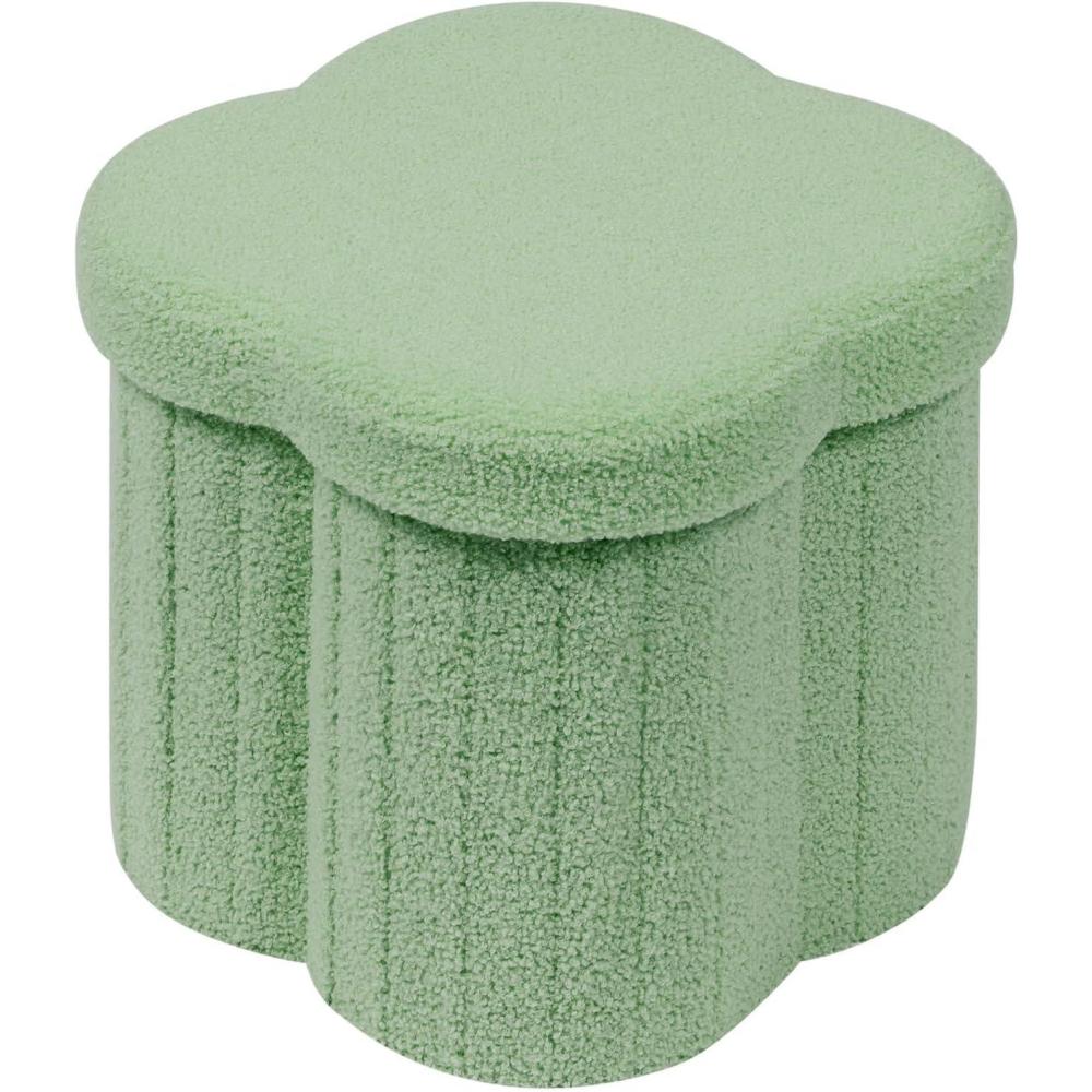 imageB FSOBEIIALEO Storage Ottoman Cube Round Ottomans with Storage Foot Stool Footrest for Lving Room Boucle Ottoman Seat for Dorm RoomFaux Teddy Fur Green 15quotx15quotx15quotGreen
