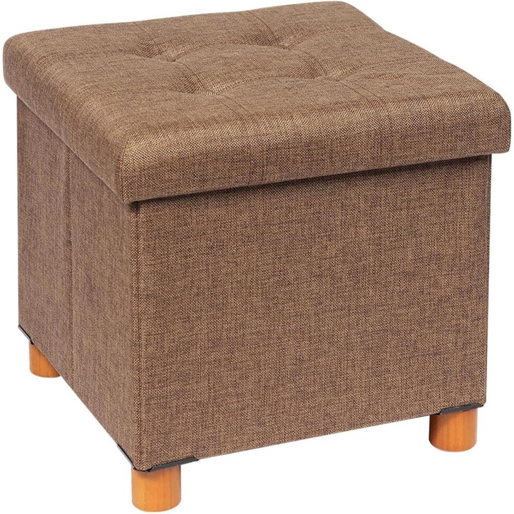 imageB FSOBEIIALEO Storage Ottoman with Tray Foot Stools and Ottomans with Legs Storage Cube Seat Linen Brown 15quotBrown