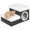 imageB FSOBEIIALEO Cat House Pet Stairs for Beds Sofa Foldable Dog Steps 2Tier With Storage Toy Box Small Indoor Pet Steps Grey 157x126x126 InchesGrey
