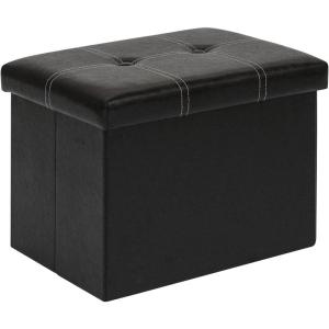 B FSOBEIIALEO Folding Storage Ottoman, Faux Leather Footrest Seat Coffee Table Kids, Blue 11.8″x11.8″x11.8″(Black 16.5″x12.6″x12.6″)