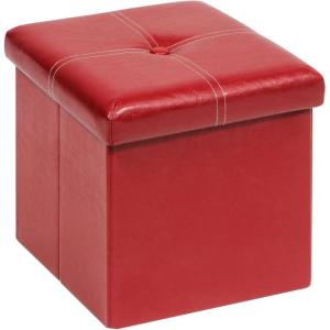 B FSOBEIIALEO Folding Storage Ottoman, Faux Leather Footrest Seat Coffee Table Kids, Blue 11.8″x11.8″x11.8″(Red?)