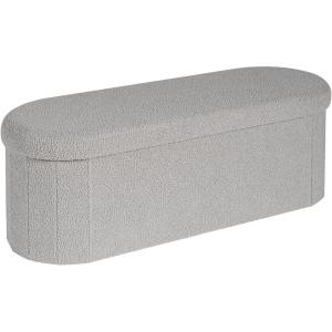 B FSOBEIIALEO Ottoman with Storage for Living Room, Sherpa Folding Storage Ottoman Foot Rest, 43.3 Inches Collapsible Bedroom Bench Black(Grey)