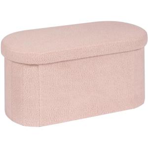 B FSOBEIIALEO Ottoman with Storage for Living Room, Sherpa Folding Storage Ottoman Foot Rest, 43.3 Inches Collapsible Bedroom Bench Black(Pink)