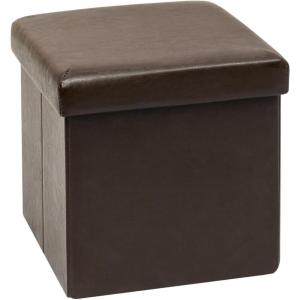 B FSOBEIIALEO Storage Ottoman Cube, Linen Small Foot Seat, for Living Room, Bedroom, Home Office, Dorm Storage Footrest Brown 11.8″x11.8″x11.8″(Brown)