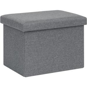B FSOBEIIALEO Storage Ottoman Cube, Linen Small Foot Seat, for Living Room, Bedroom, Home Office, Dorm Storage Footrest Brown 11.8″x11.8″x11.8″(Grey 16.5″x12.6″x12.6″)