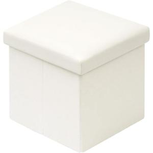 B FSOBEIIALEO Storage Ottoman Cube, Linen Small Foot Seat, for Living Room, Bedroom, Home Office, Dorm Storage Footrest Brown 11.8″x11.8″x11.8″(White)