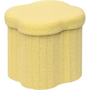 B FSOBEIIALEO Storage Ottoman Cube, Round Ottomans with Storage Foot Stool Footrest for Lving Room, Boucle Ottoman Seat for Dorm Room,Faux Teddy Fur, Green 15″x15″x15″(Yellow)