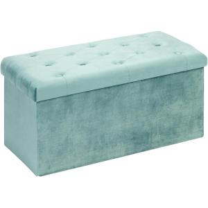 B FSOBEIIALEO Storage Ottoman Cube, Velvet Tufted Folding Ottomans with Lid, Footstool Rest Padded Seat for Bedroom (Warm Red, Medium)(Teal)