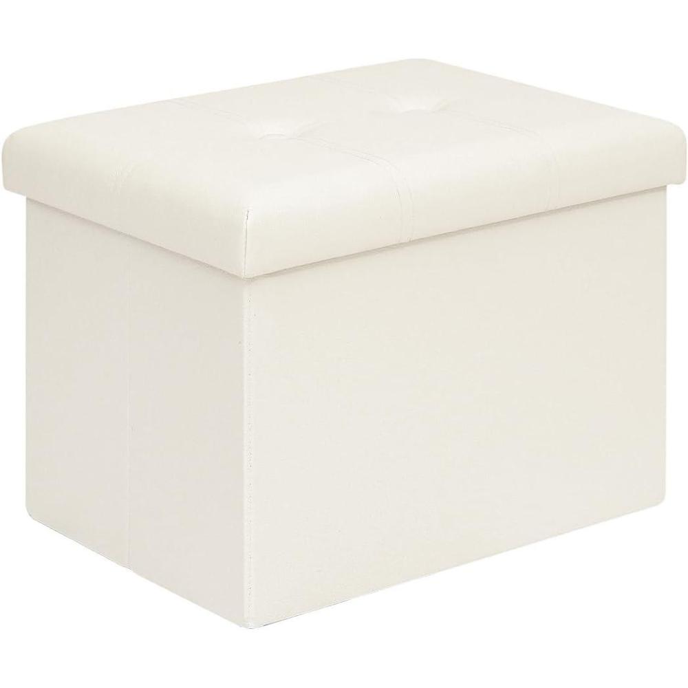 imageB FSOBEIIALEO Folding Storage Ottoman Faux Leather Footrest Seat Coffee Table Toy Chest Kids White 165quotx126quotx126quotWhite 165x126x126
