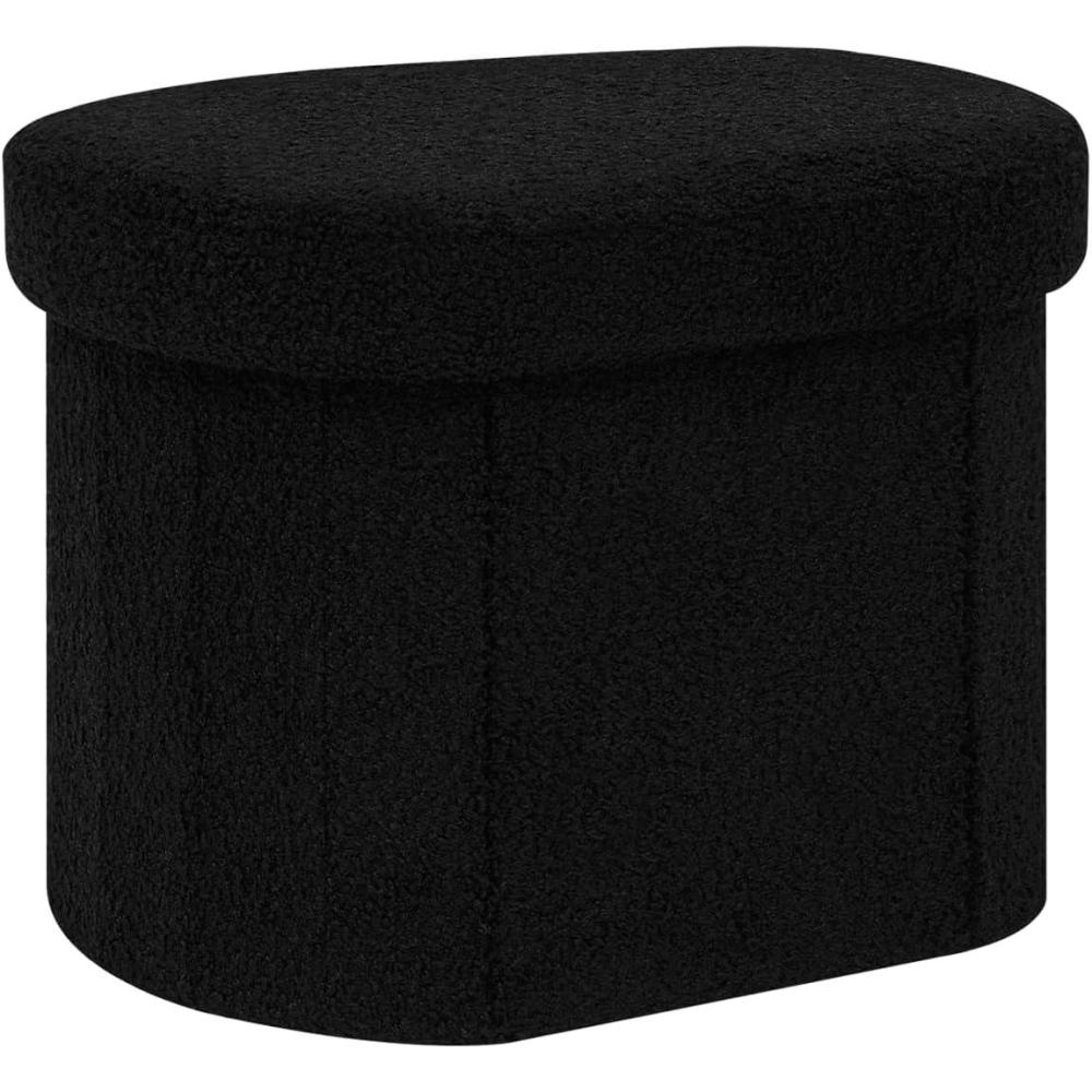 imageB FSOBEIIALEO Storage Ottoman for Dorm Room Boucle Folding Storage Ottoman Foot Rest 1614 Inches Small Collapsible Ottoman Cube for Living Room PinkBlack