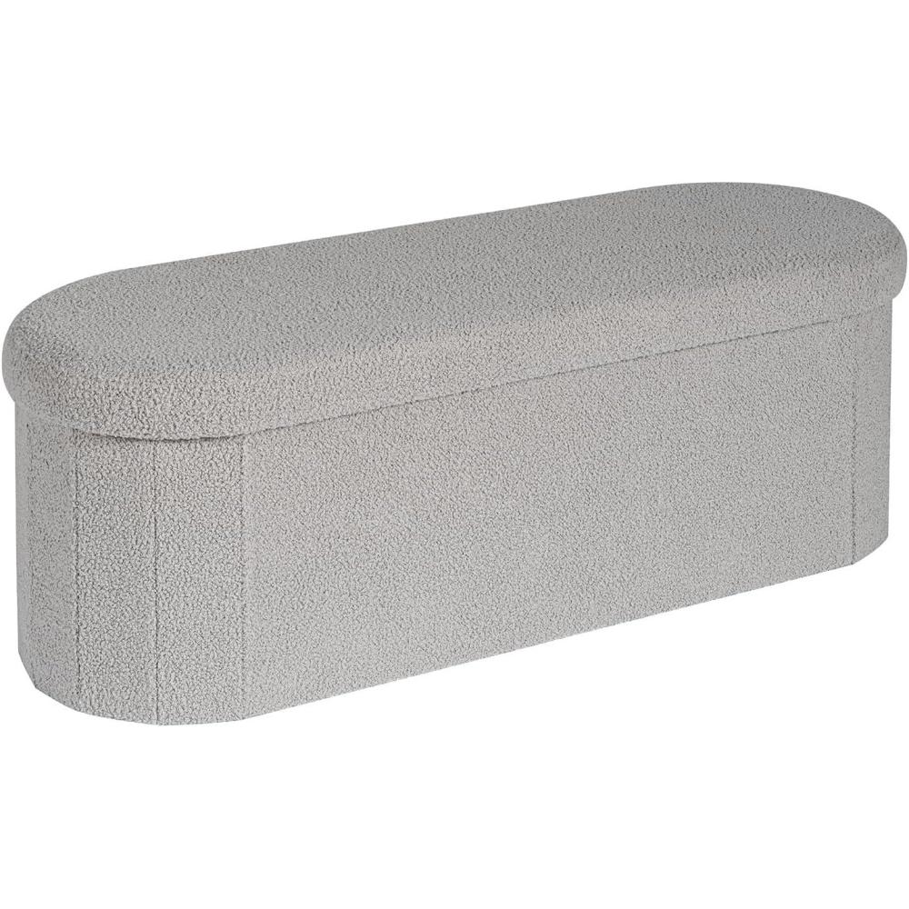 imageB FSOBEIIALEO Storage Ottoman for Dorm Room Boucle Folding Storage Ottoman Foot Rest 1614 Inches Small Collapsible Ottoman Cube for Living Room PinkGrey