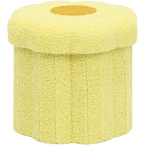 B FSOBEIIALEO Storage Ottoman Foldable, Sunflower Shaped Small Footrest Collapsible Folding Seat Bench for Bedroom Living Room Entryway, Faux Teddy Fur, Yellow 12.6″x12.6″x11.4″(Yellow)